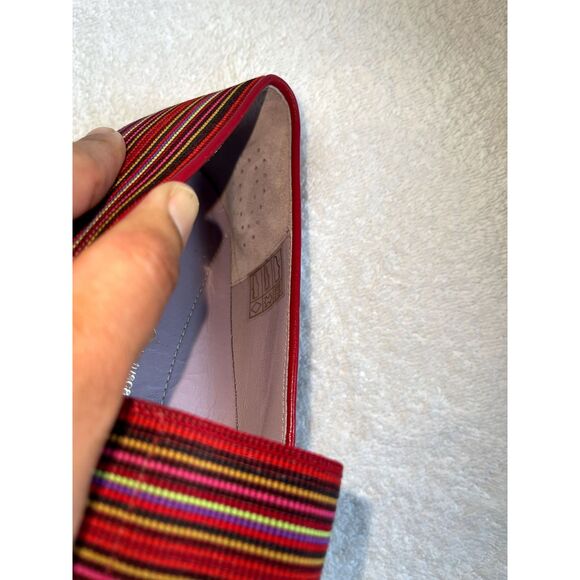 SAS Handcrafted Italy Women's Becky Wedge Slip On Stripe Red Shoe Size 8 - Picture 4 of 11
